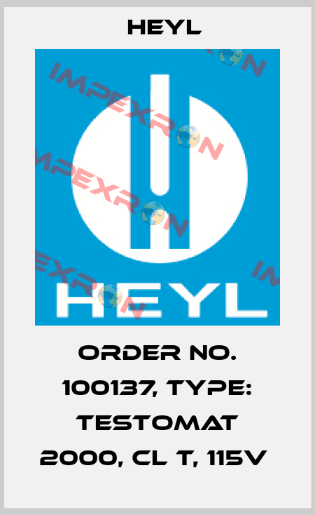 Order No. 100137, Type: Testomat 2000, Cl T, 115V  Heyl