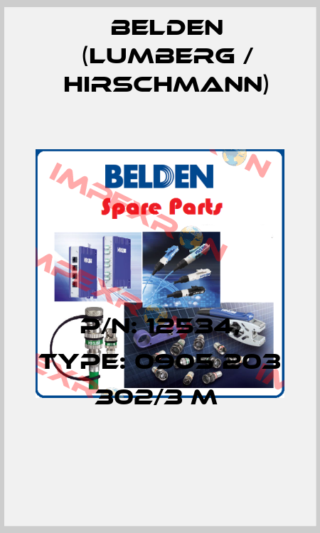 P/N: 12534, Type: 0905 203 302/3 M  Belden (Lumberg / Hirschmann)