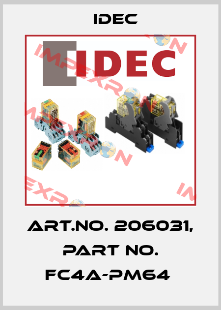 Art.No. 206031, Part No. FC4A-PM64  Idec
