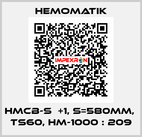 HMCB-S  +1, S=580MM,  TS60, HM-1000 : 209 Hemomatik