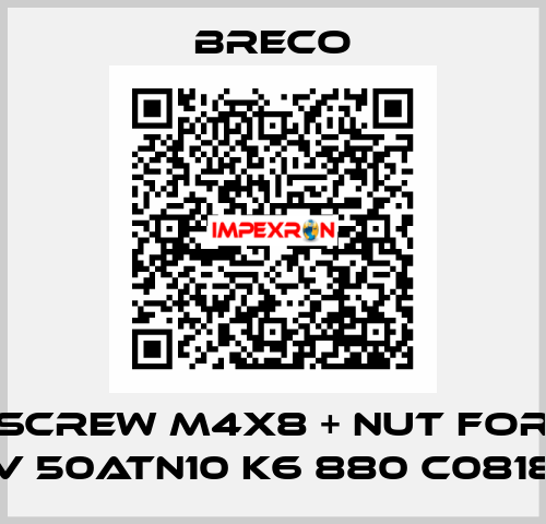 Screw M4x8 + nut For V 50ATN10 K6 880 C0818 Breco