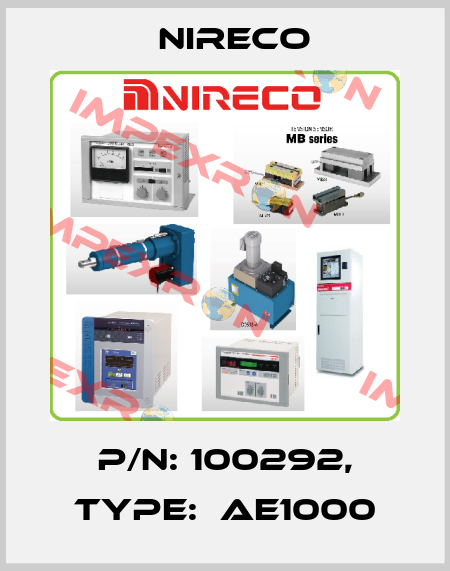 p/n: 100292, type:  AE1000 Nireco