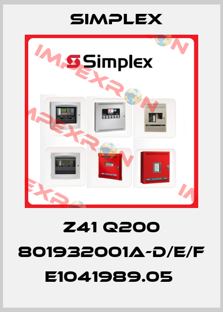 Z41 Q200 801932001A-D/E/F E1041989.05  Simplex
