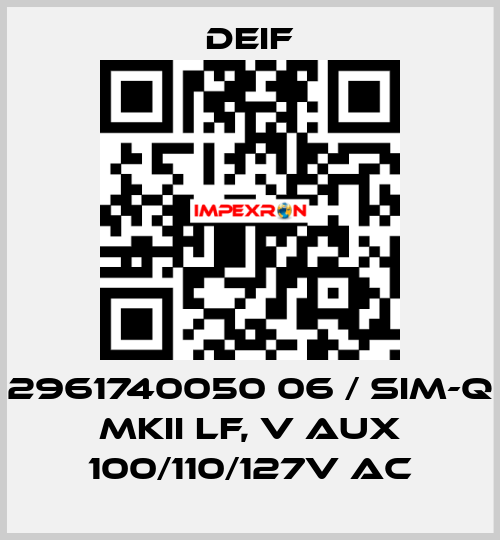 2961740050 06 / SIM-Q MKII LF, V aux 100/110/127V AC Deif