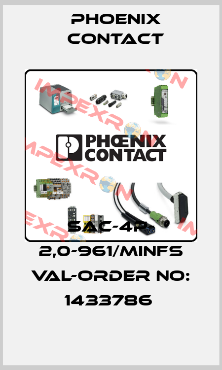 SAC-4P- 2,0-961/MINFS VAL-ORDER NO: 1433786  Phoenix Contact