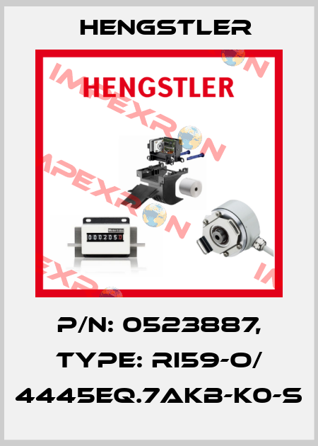 p/n: 0523887, Type: RI59-O/ 4445EQ.7AKB-K0-S Hengstler