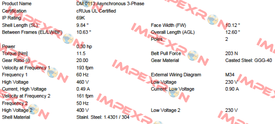 MI-DM0113 DM1133-AAC03E0U8FDJ-257mm Interroll