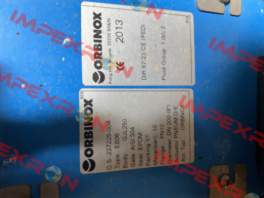 EPDM gasket for  EB06 (PN 10 DN 200) OS 237225-004 Orbinox