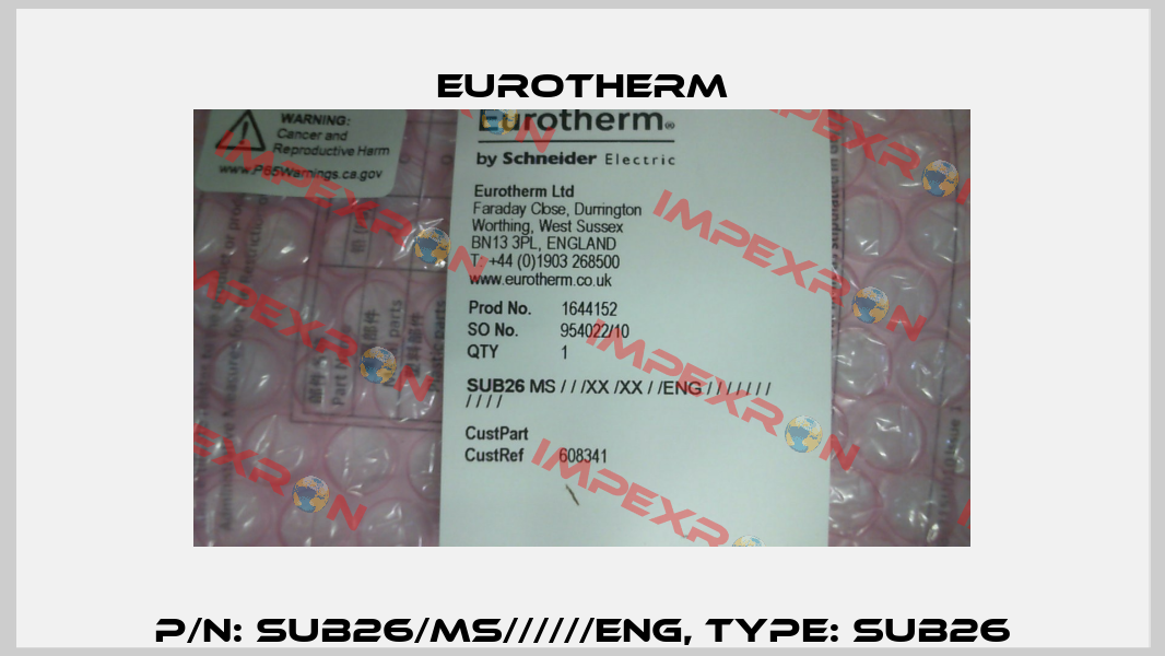P/N: SUB26/MS//////ENG, Type: SUB26 Eurotherm