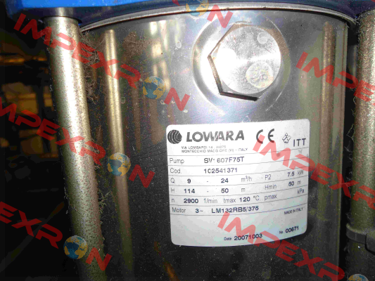 Cylinder for SV-607F75T, Cod:1C2541371  Lowara