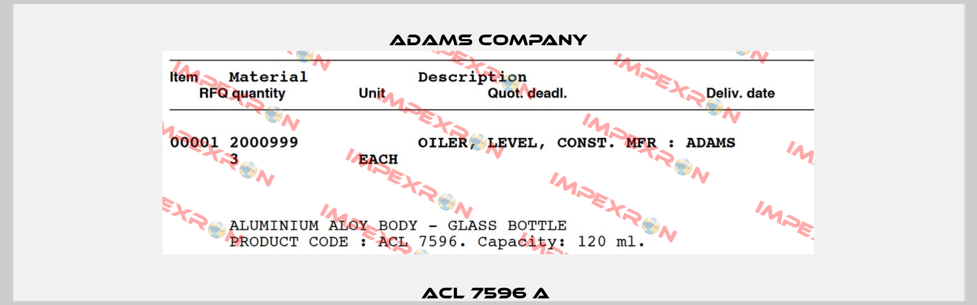 ACL 7596 A  Adams Company